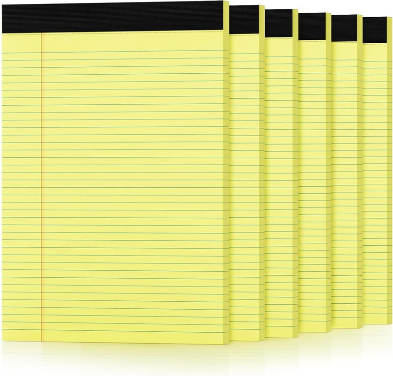 Aidunmis 6 Pack Yellow Legal Pads 8.5 x 11 College Ruled Lined Writing Note Pads 8.5 x 11 Narrow Ruled Yellow Paper Pads 8.5 x 11 Legal Pad 8.5 x 11 Pads of Paper 30 Sheets Writing Pad Legal Notepads 8.5 x 11 - Image 1